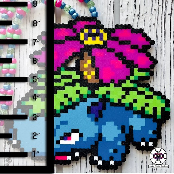 Venusaur Rainbow Perler Necklace - Picture 5 of 5
